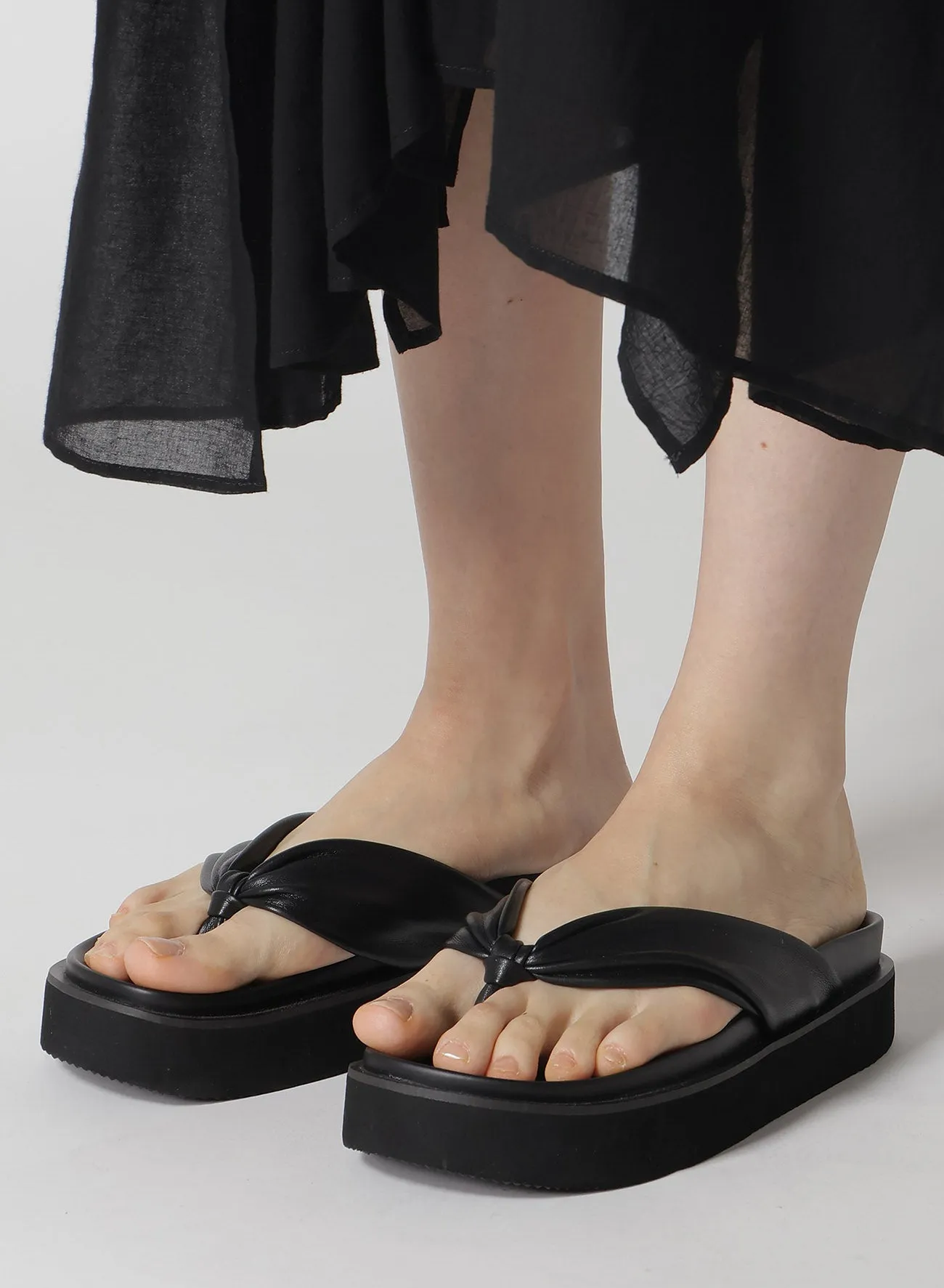 getaページ PU LEATHER A FOOTBED GETA SANDALS | Parallel