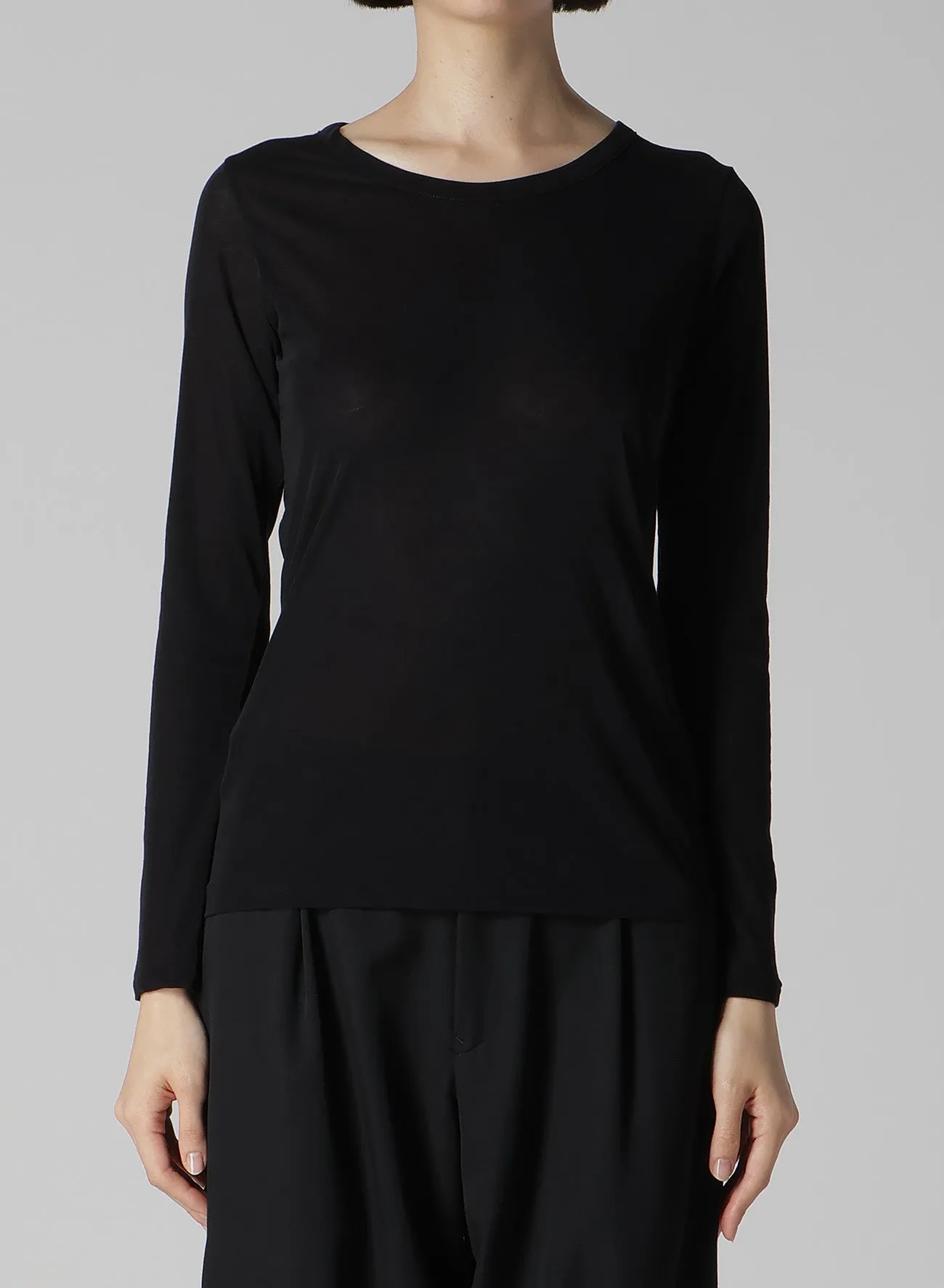 HIGH GAUGE COTTON JERSEY ROUND NECK LONG SLV T sold by Yohji Yamamoto product image thumbnail 2