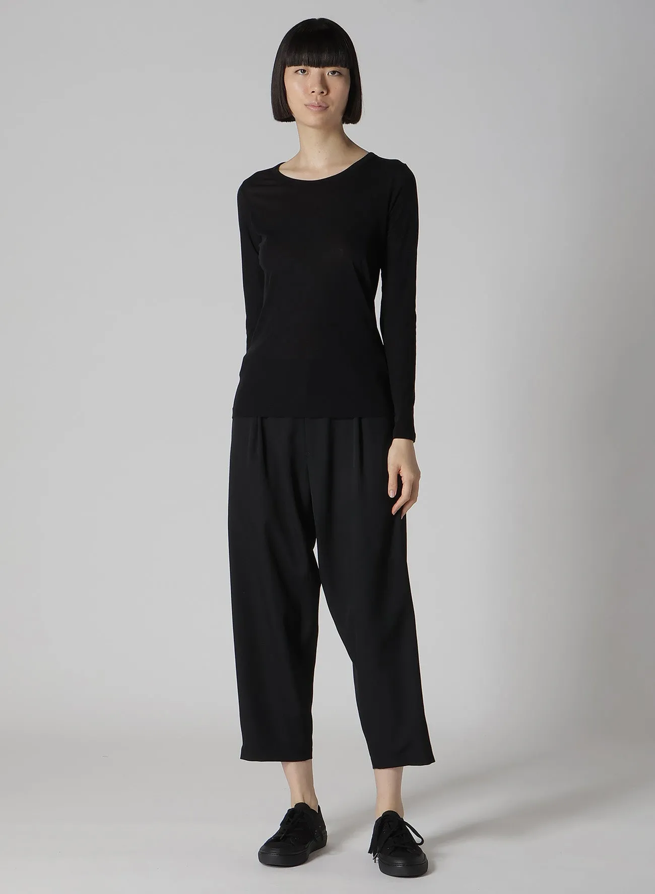 HIGH GAUGE COTTON JERSEY ROUND NECK LONG SLV T sold by Yohji Yamamoto product image thumbnail 3