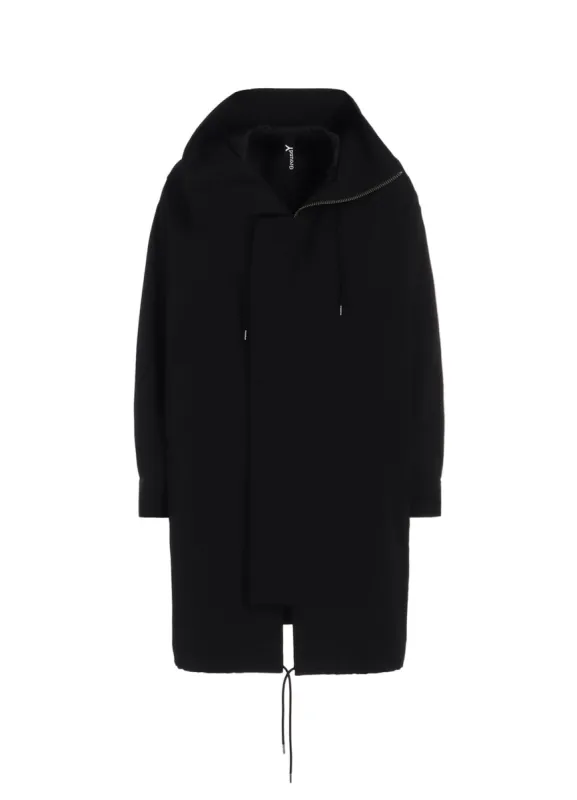 WOOL GABARDINE HIGH NECK HOODED MODS COAT sold by Yohji Yamamoto
