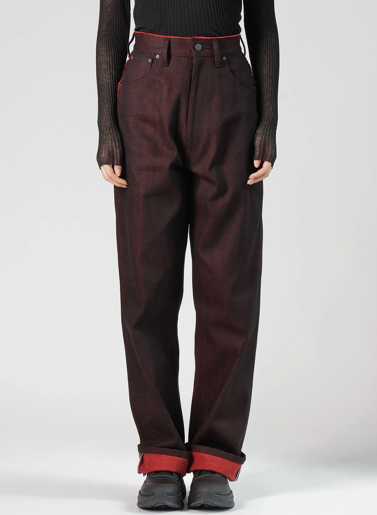 BACK RED BLACK DENIM PANTS sold by Yohji Yamamoto product image thumbnail 4