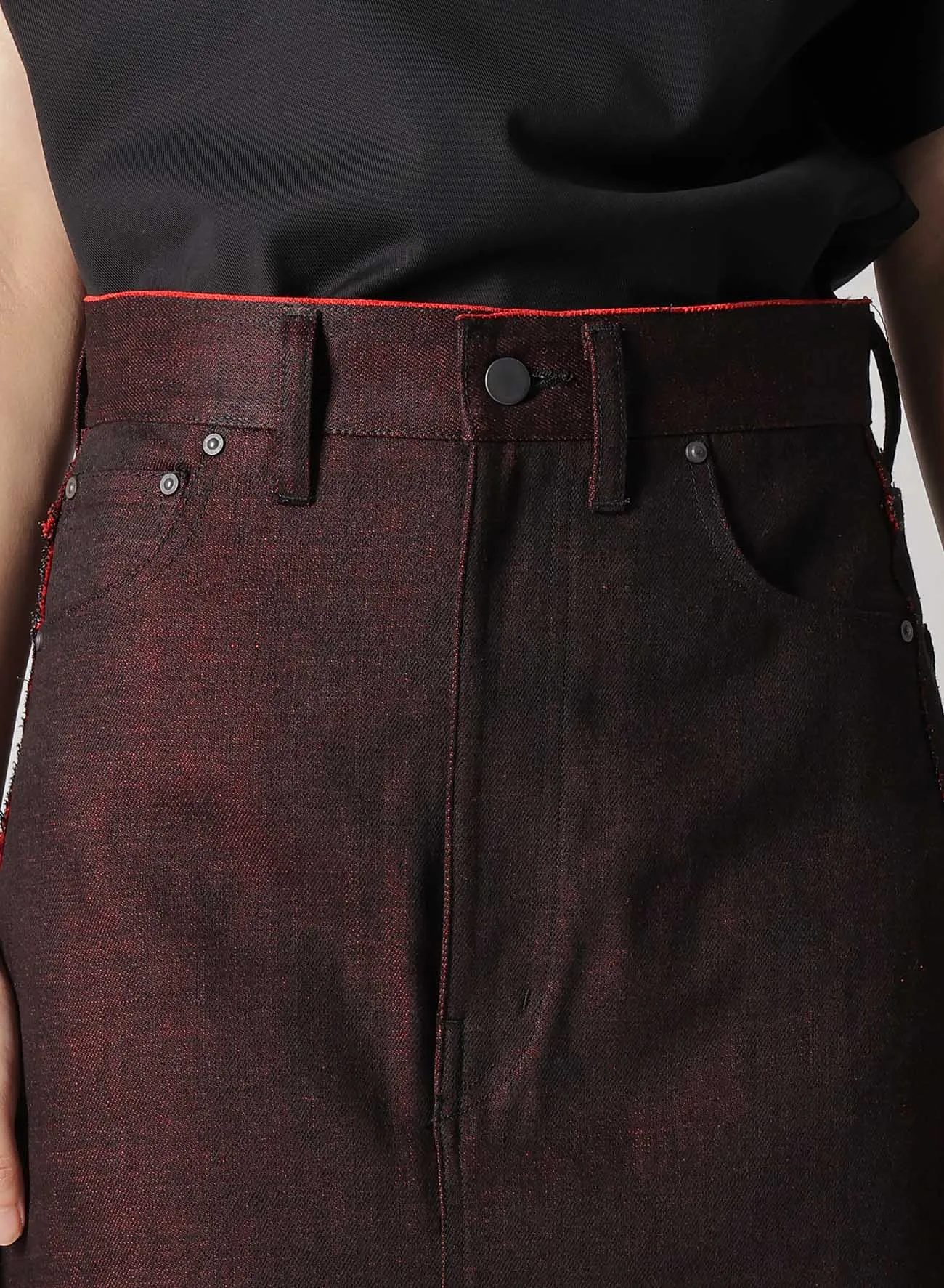 BACK RED BLACK DENIM SKIRT sold by Yohji Yamamoto product image thumbnail 5