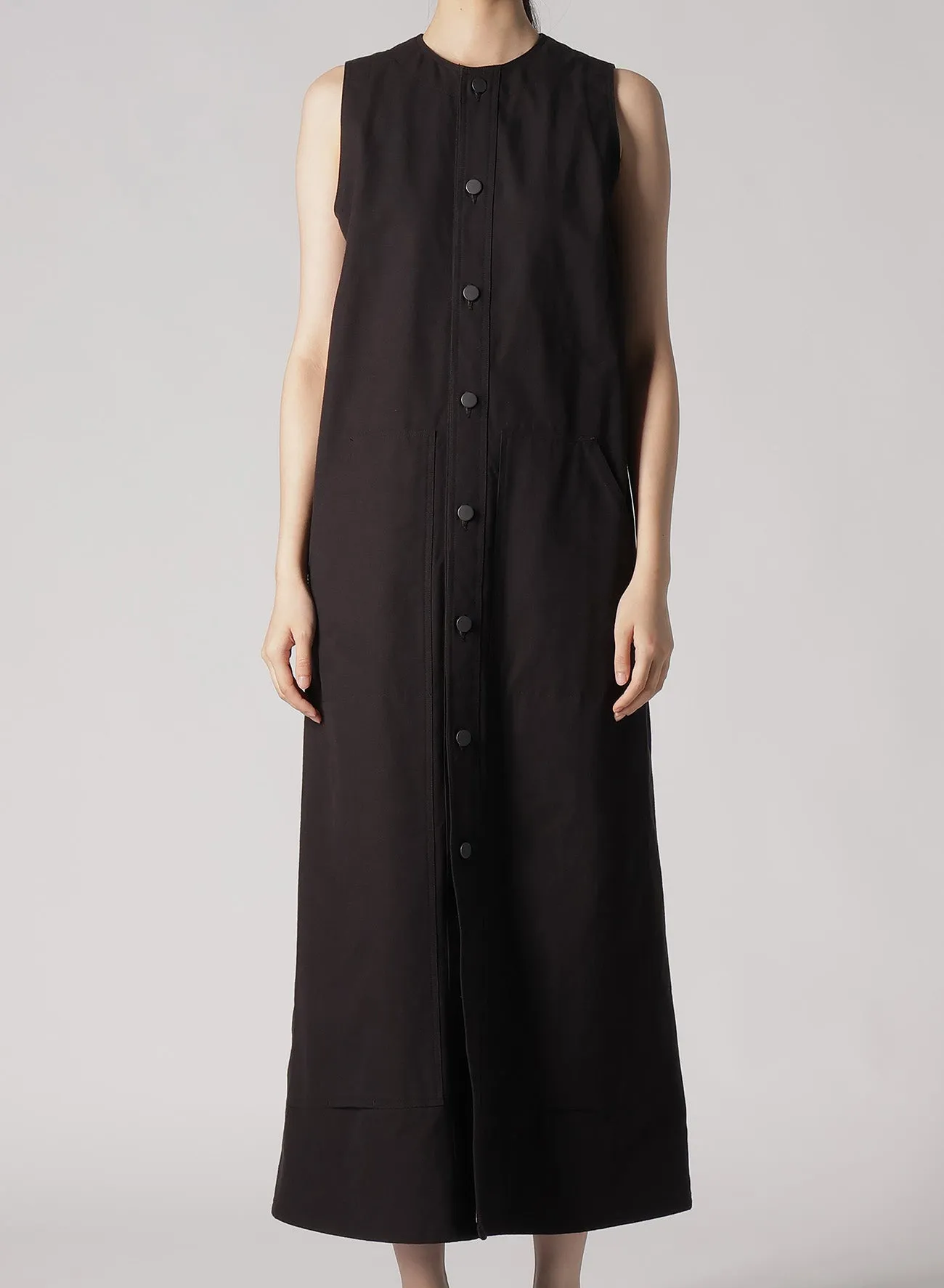 SLUB DUCK FRONT OPEN DRESS sold by Yohji Yamamoto product image thumbnail 4