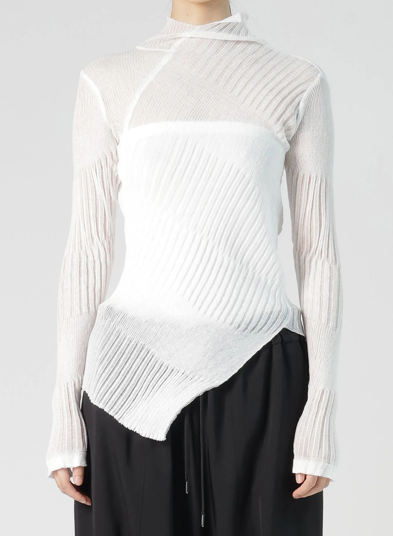 SHEER ASYMMETRY RIBBED KNIT sold by Yohji Yamamoto product image thumbnail 4