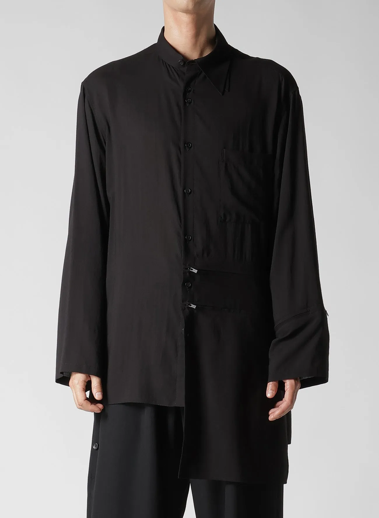 CELLULOSE LAWN ZIP DETAIL BLOUSE sold by Yohji Yamamoto product image thumbnail 2