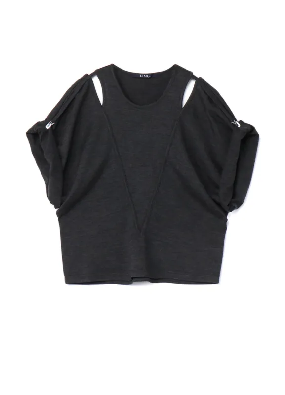 Silky Wool Plain stitch Suspender Slit T-Shirt sold by Yohji Yamamoto
