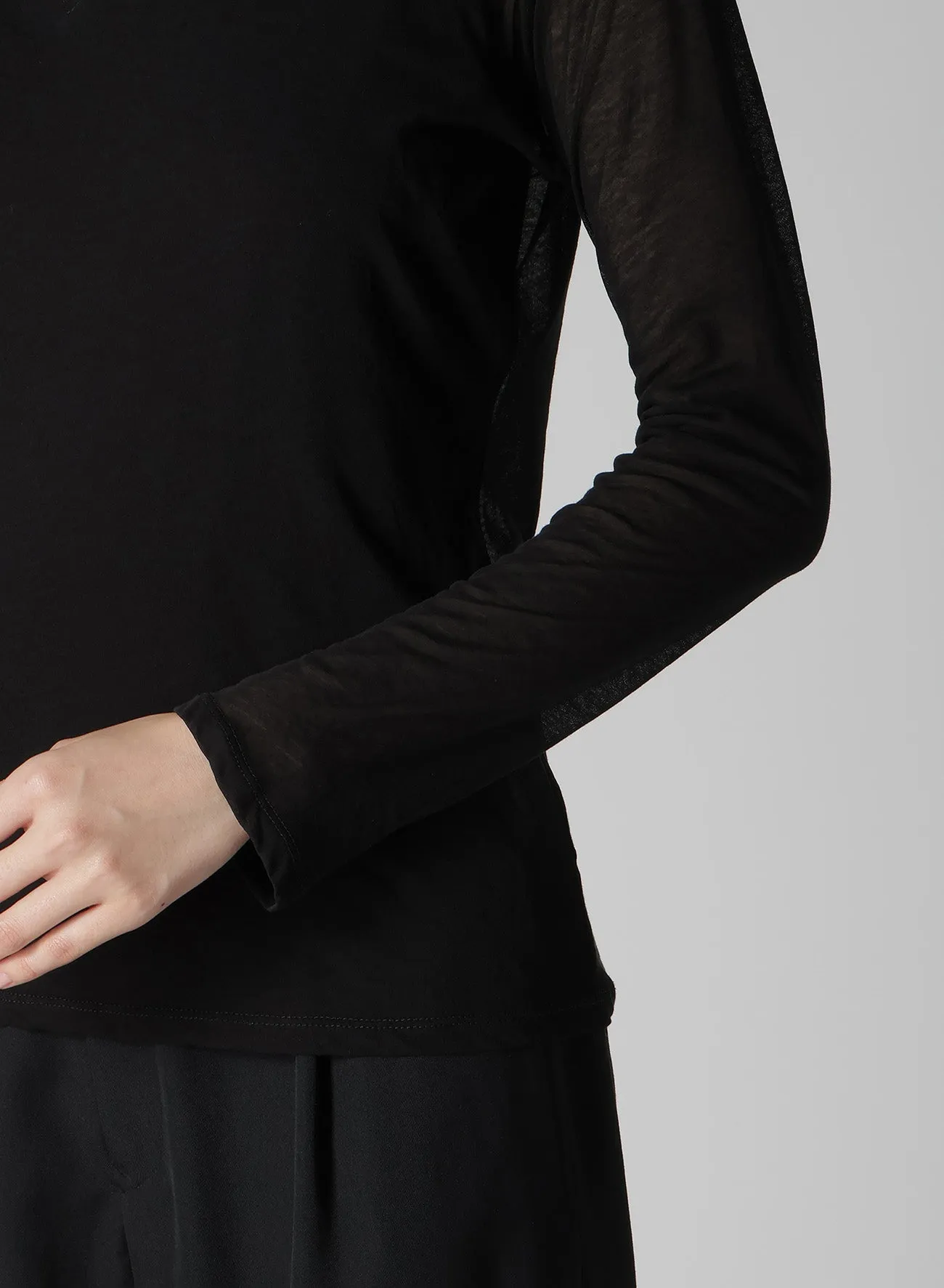 KANADE DIAGONAL GAUZE ZIGZAG PANEL LONG SLV T sold by Yohji Yamamoto product image thumbnail 4