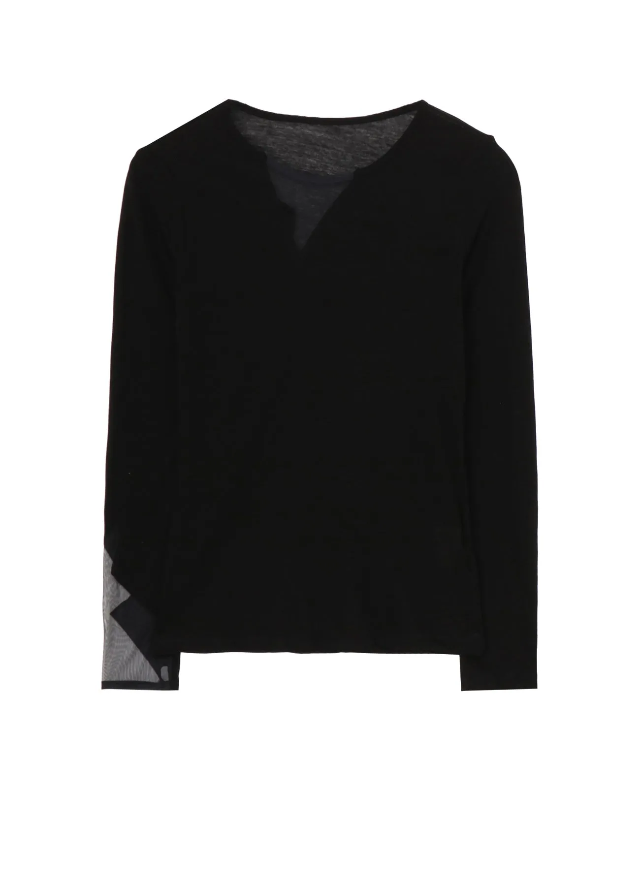 KANADE DIAGONAL GAUZE ZIGZAG PANEL LONG SLV T sold by Yohji Yamamoto