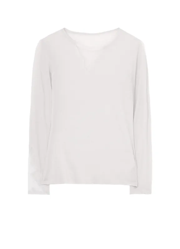 KANADE DIAGONAL GAUZE ZIGZAG PANEL LONG SLV T sold by Yohji Yamamoto