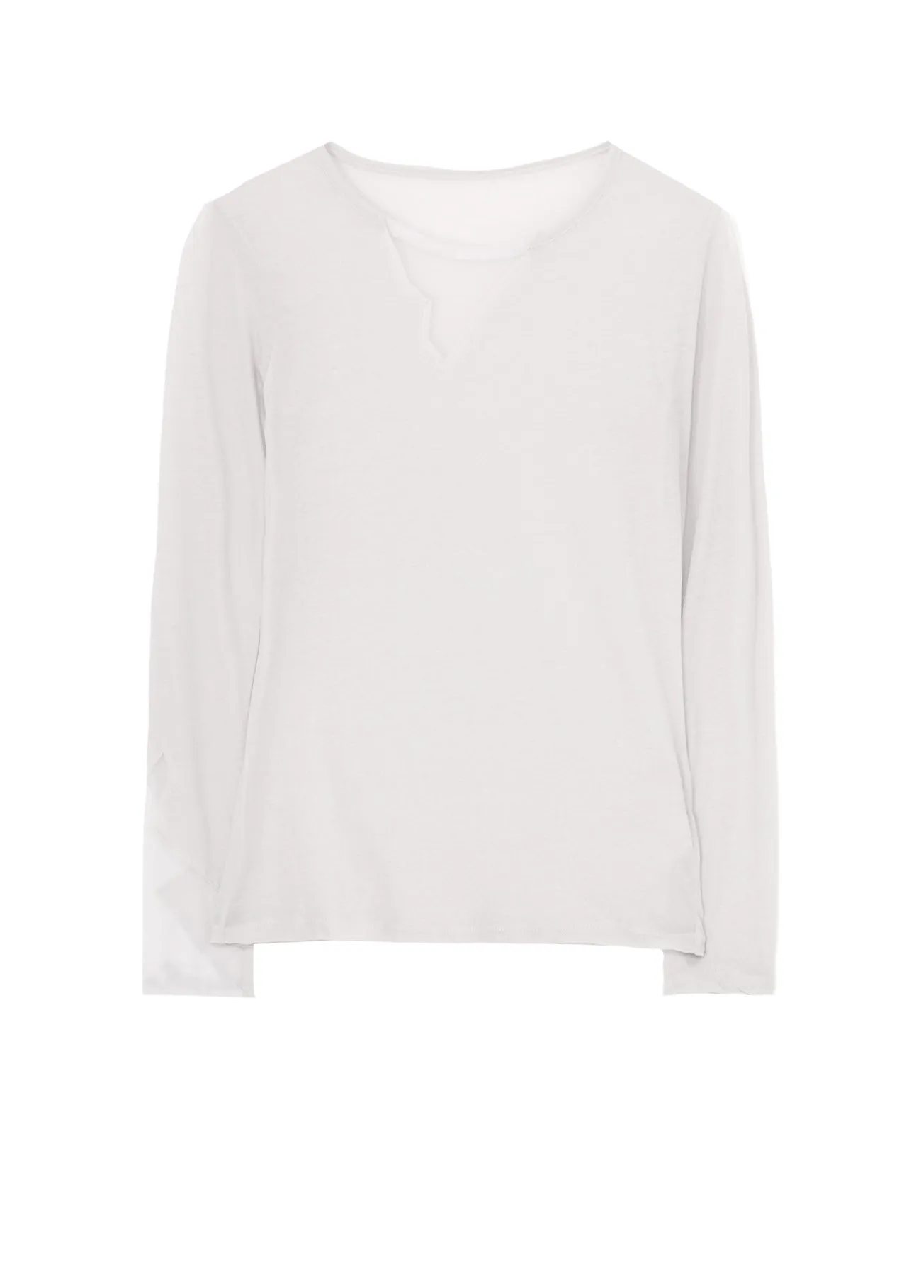 KANADE DIAGONAL GAUZE ZIGZAG PANEL LONG SLV T sold by Yohji Yamamoto