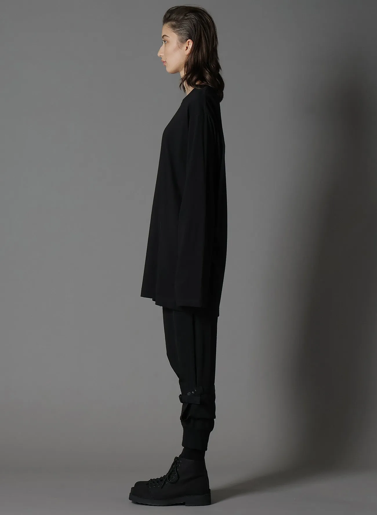 COTTON JERSEY LEFT ZIPPER SLIT T-SHIRT sold by Yohji Yamamoto product image thumbnail 3