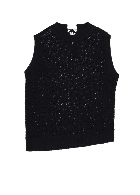 OPENWORK DESIGN DIAGONAL SLEEVELESS PULLOVER sold by Yohji Yamamoto