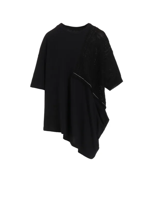 CABLE KNIT/JERSEY SWITCHING SHORT SLEEVE PULLOVER sold by Yohji Yamamoto