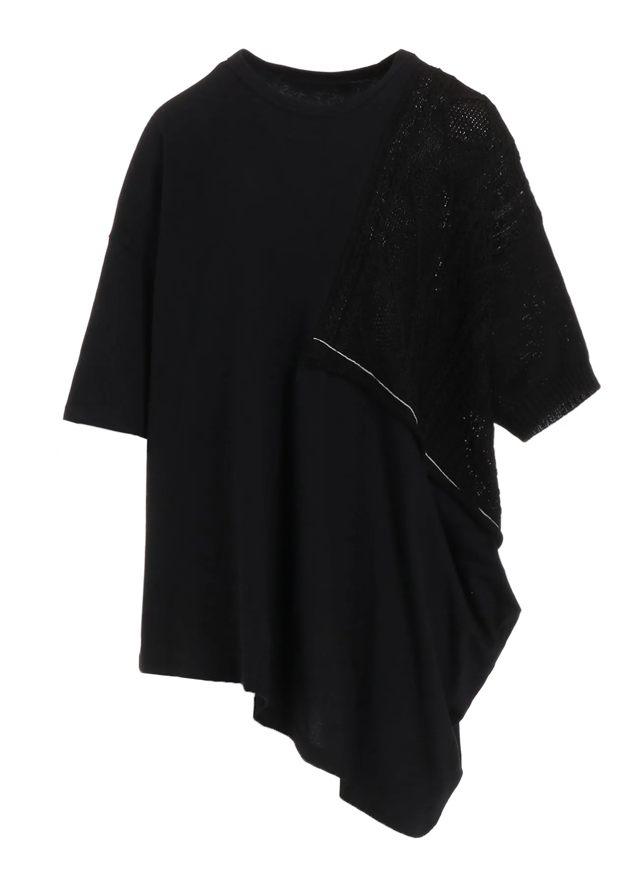 CABLE KNIT/JERSEY SWITCHING SHORT SLEEVE PULLOVER sold by Yohji Yamamoto product image thumbnail 2
