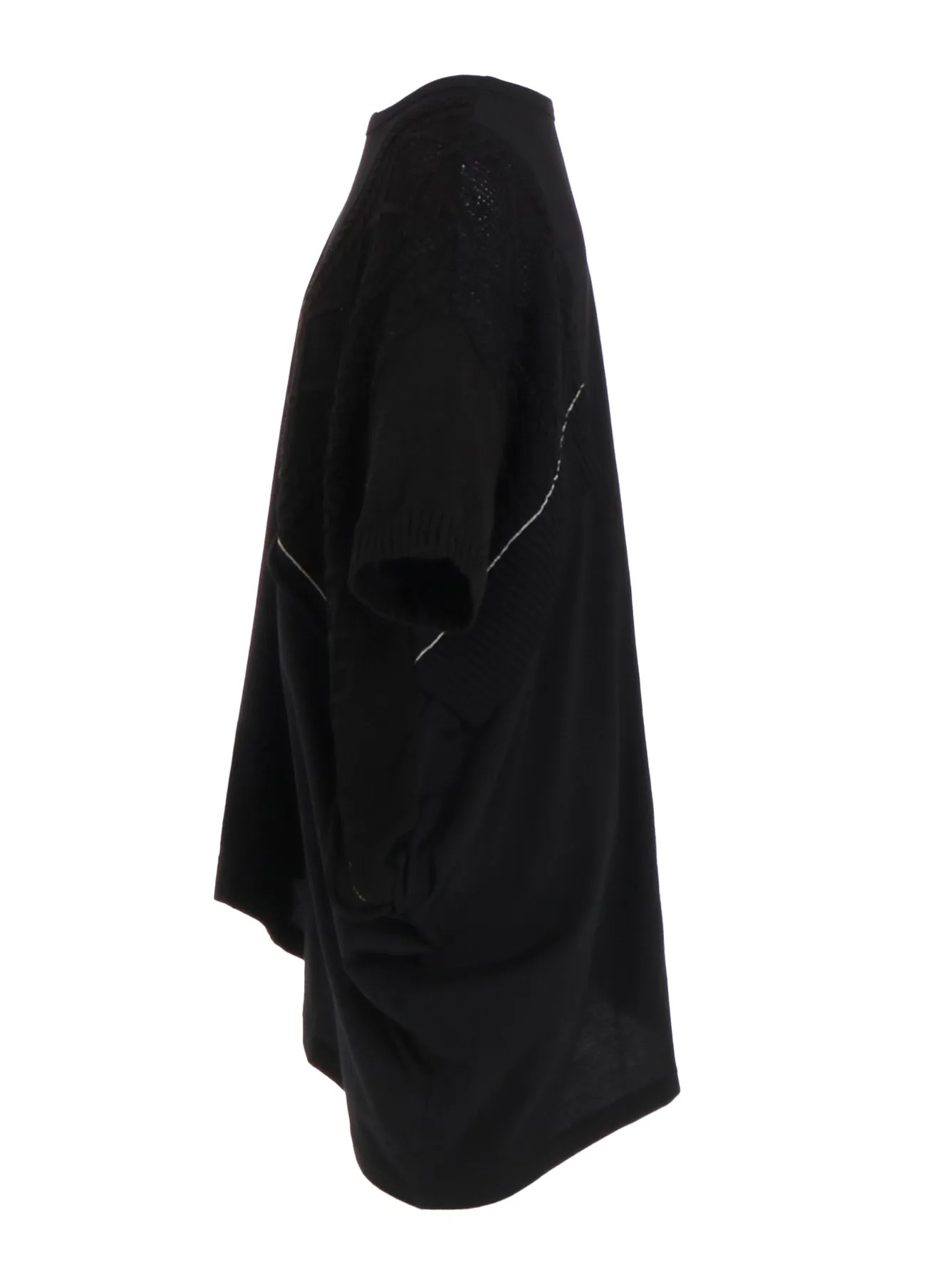 CABLE KNIT/JERSEY SWITCHING SHORT SLEEVE PULLOVER sold by Yohji Yamamoto product image thumbnail 3