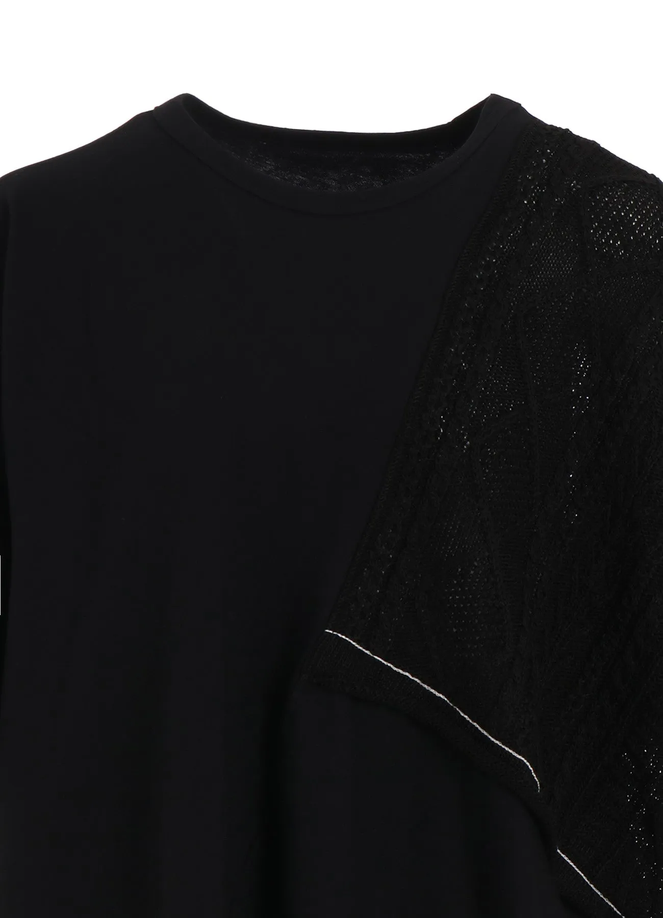 CABLE KNIT/JERSEY SWITCHING SHORT SLEEVE PULLOVER sold by Yohji Yamamoto product image thumbnail 5