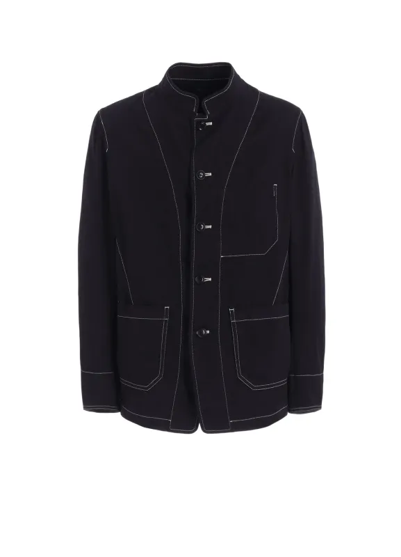 COTTON TWILL GARMENT DYED STAND COLLAR JACKET sold by Yohji Yamamoto