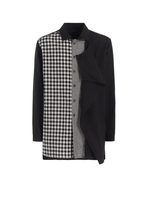 GINGHAM CHECK COMBINATION FRONT LAYER SHIRT sold by Yohji Yamamoto
