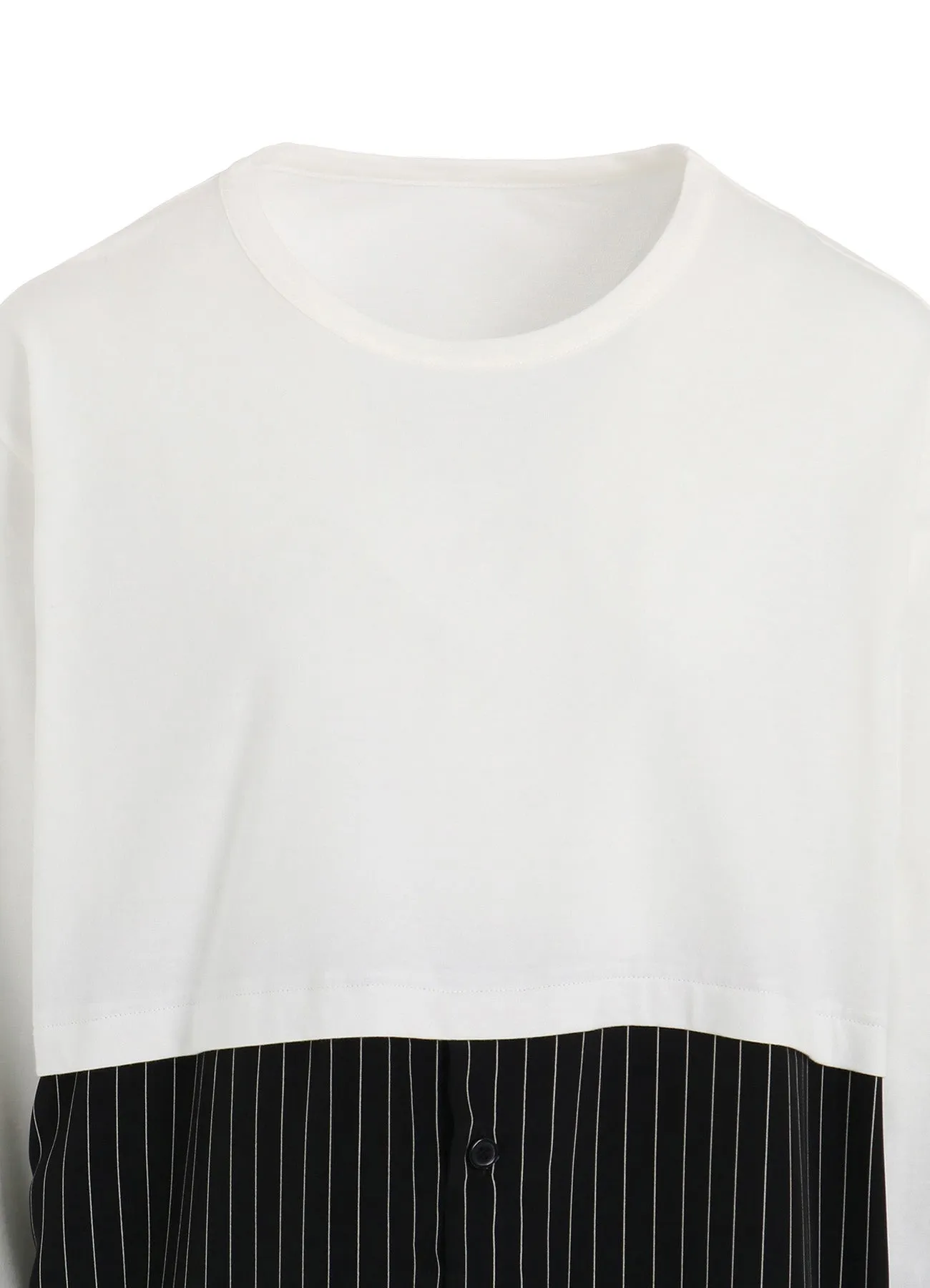 POLYESTER DE CHINE STRIPE CONBI LONG SLEEVE T sold by Yohji Yamamoto product image thumbnail 5