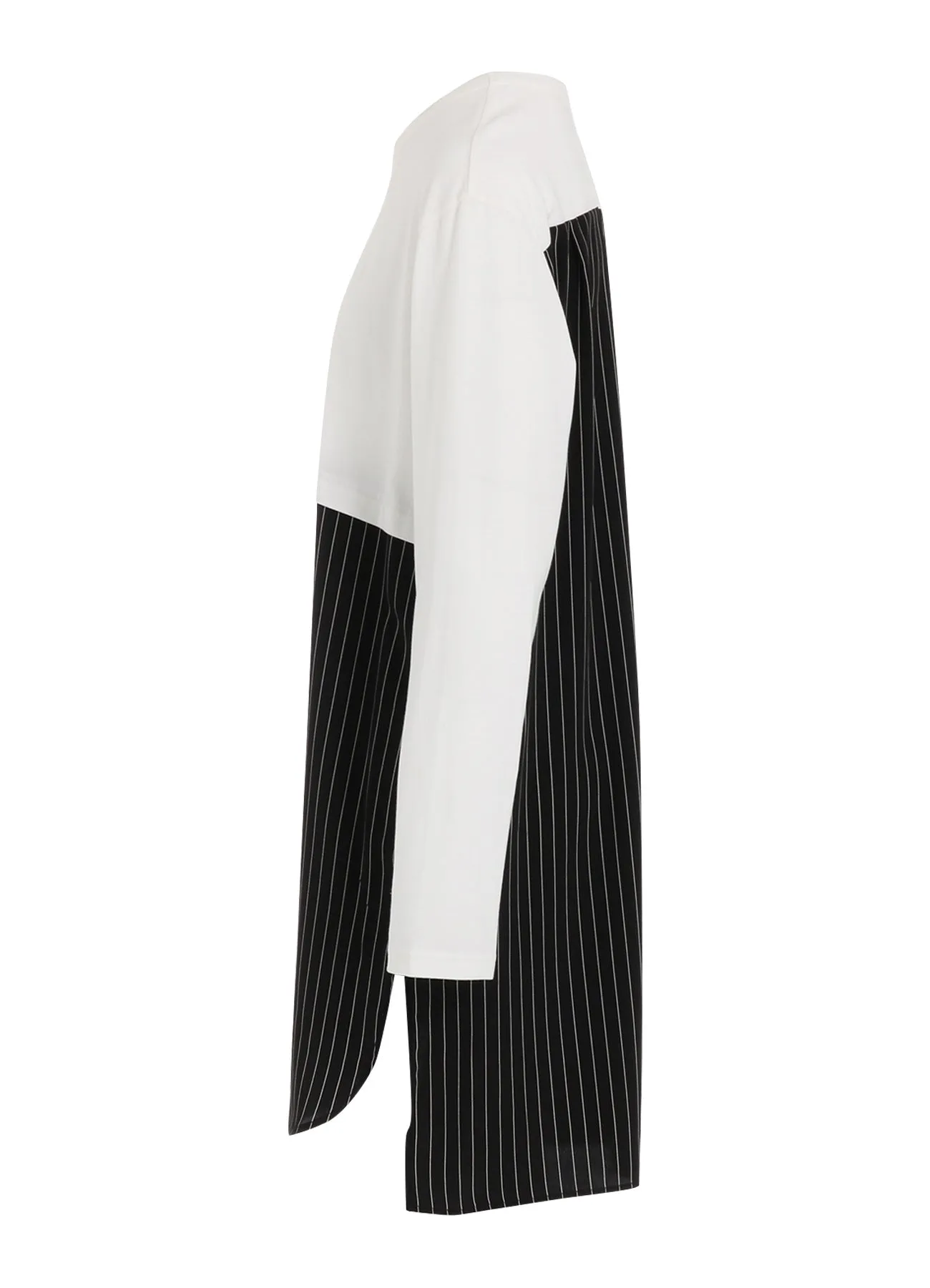 POLYESTER DE CHINE STRIPE CONBI LONG SLEEVE T sold by Yohji Yamamoto product image thumbnail 3