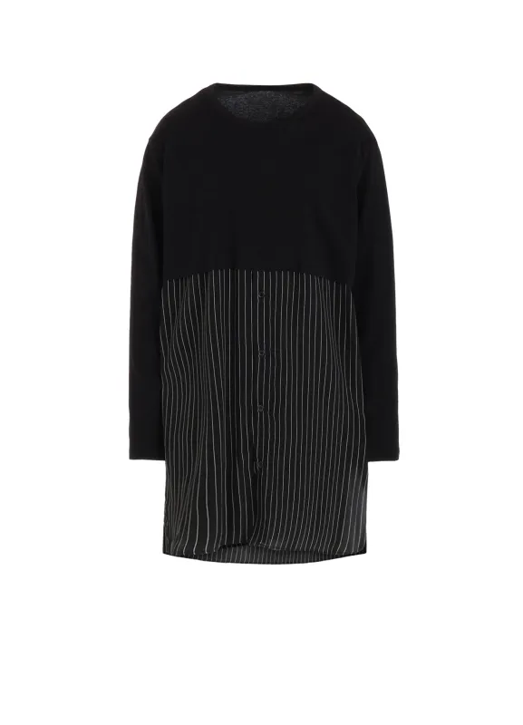 POLYESTER DE CHINE STRIPE CONBI LONG SLEEVE T sold by Yohji Yamamoto