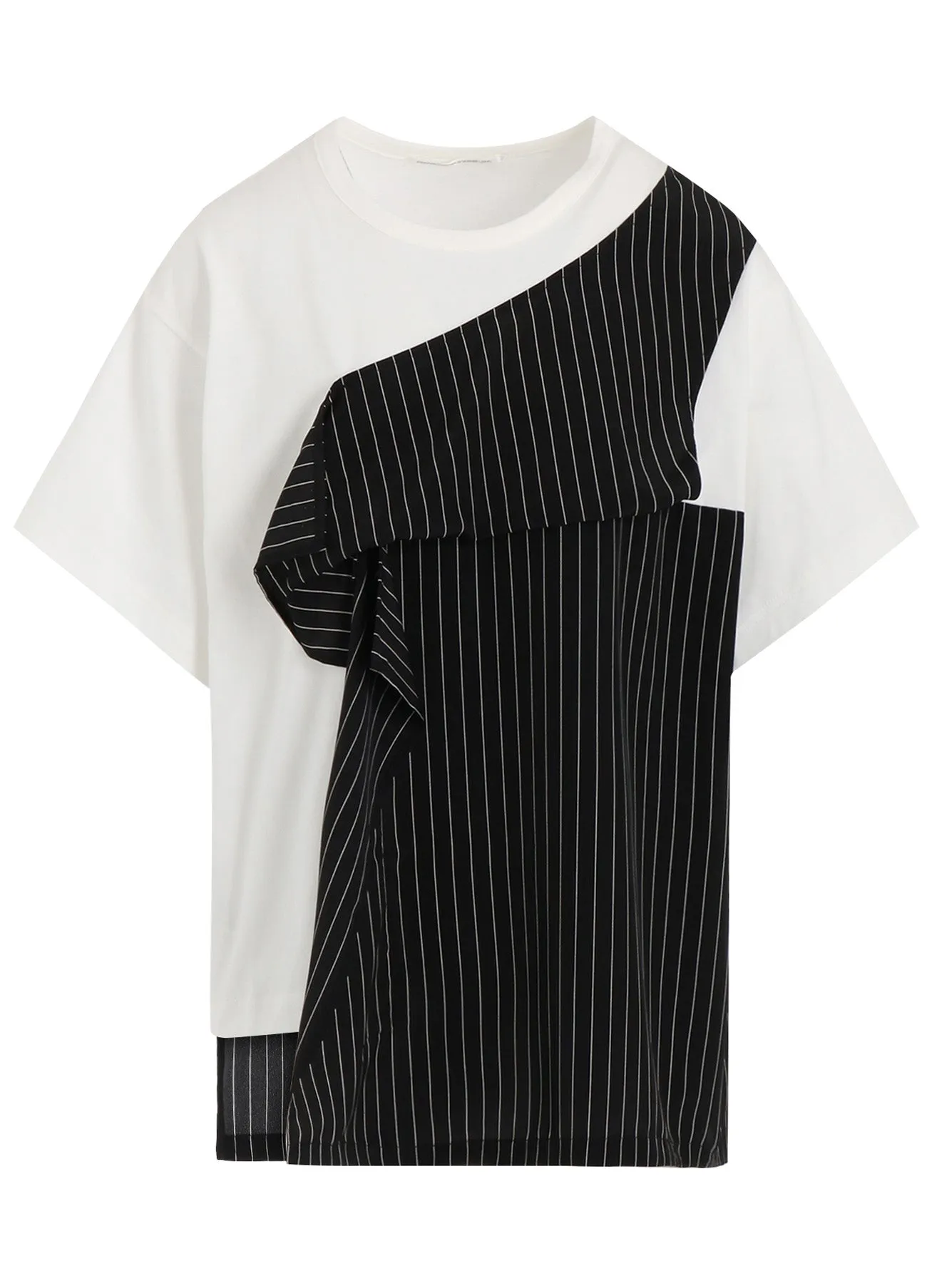 POLYESTER DE CHINE STRIPE CONBI HALF SLEEVE T sold by Yohji Yamamoto product image thumbnail 2