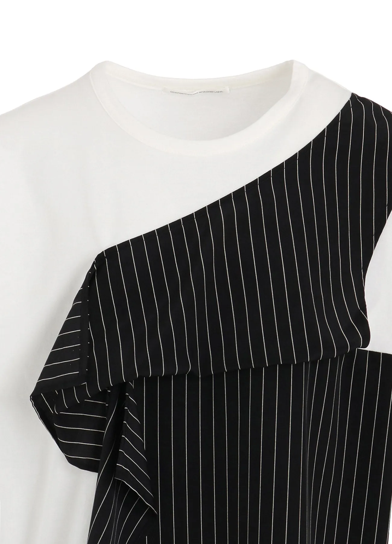 POLYESTER DE CHINE STRIPE CONBI HALF SLEEVE T sold by Yohji Yamamoto product image thumbnail 5