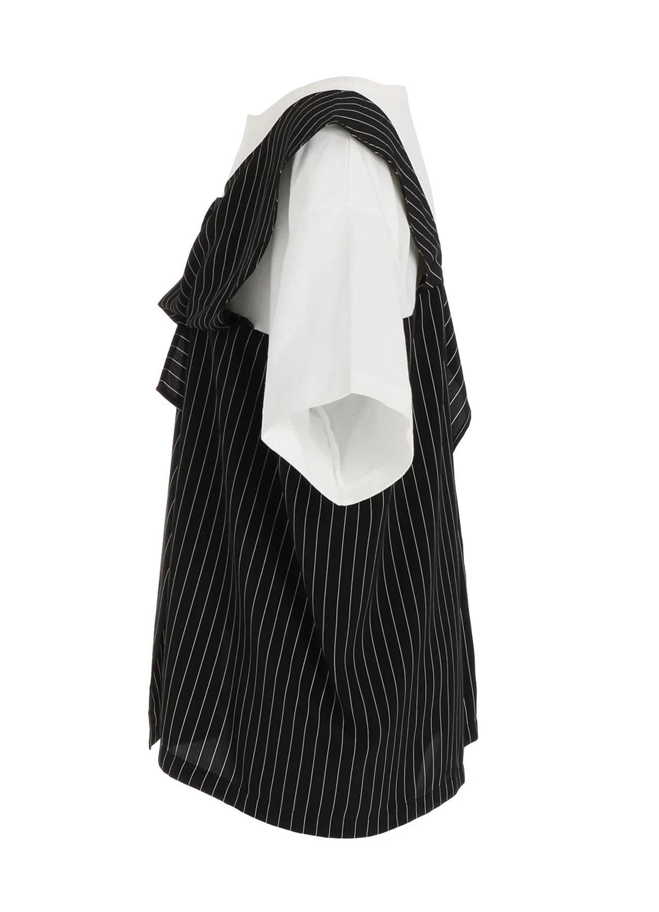POLYESTER DE CHINE STRIPE CONBI HALF SLEEVE T sold by Yohji Yamamoto product image thumbnail 3