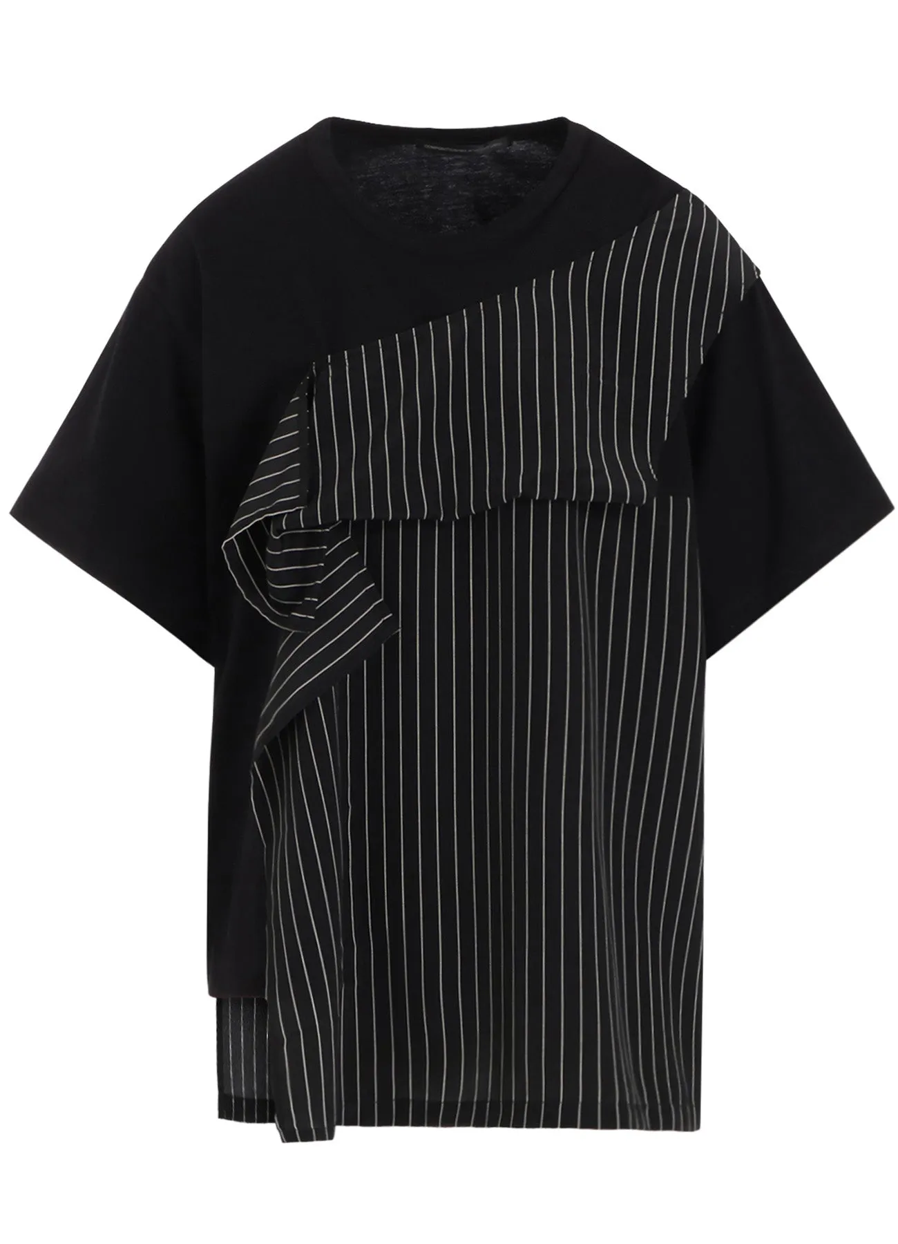 POLYESTER DE CHINE STRIPE CONBI HALF SLEEVE T sold by Yohji Yamamoto product image thumbnail 2