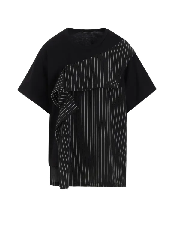 POLYESTER DE CHINE STRIPE CONBI HALF SLEEVE T made by Yohji Yamamoto