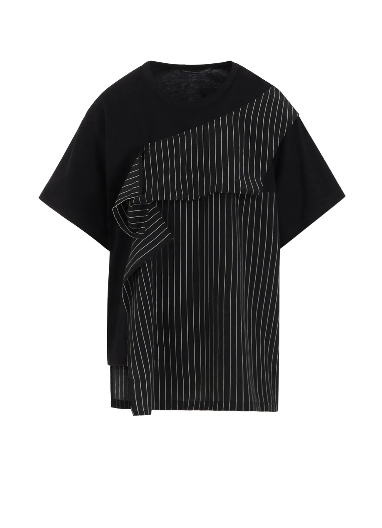 POLYESTER DE CHINE STRIPE CONBI HALF SLEEVE T sold by Yohji Yamamoto