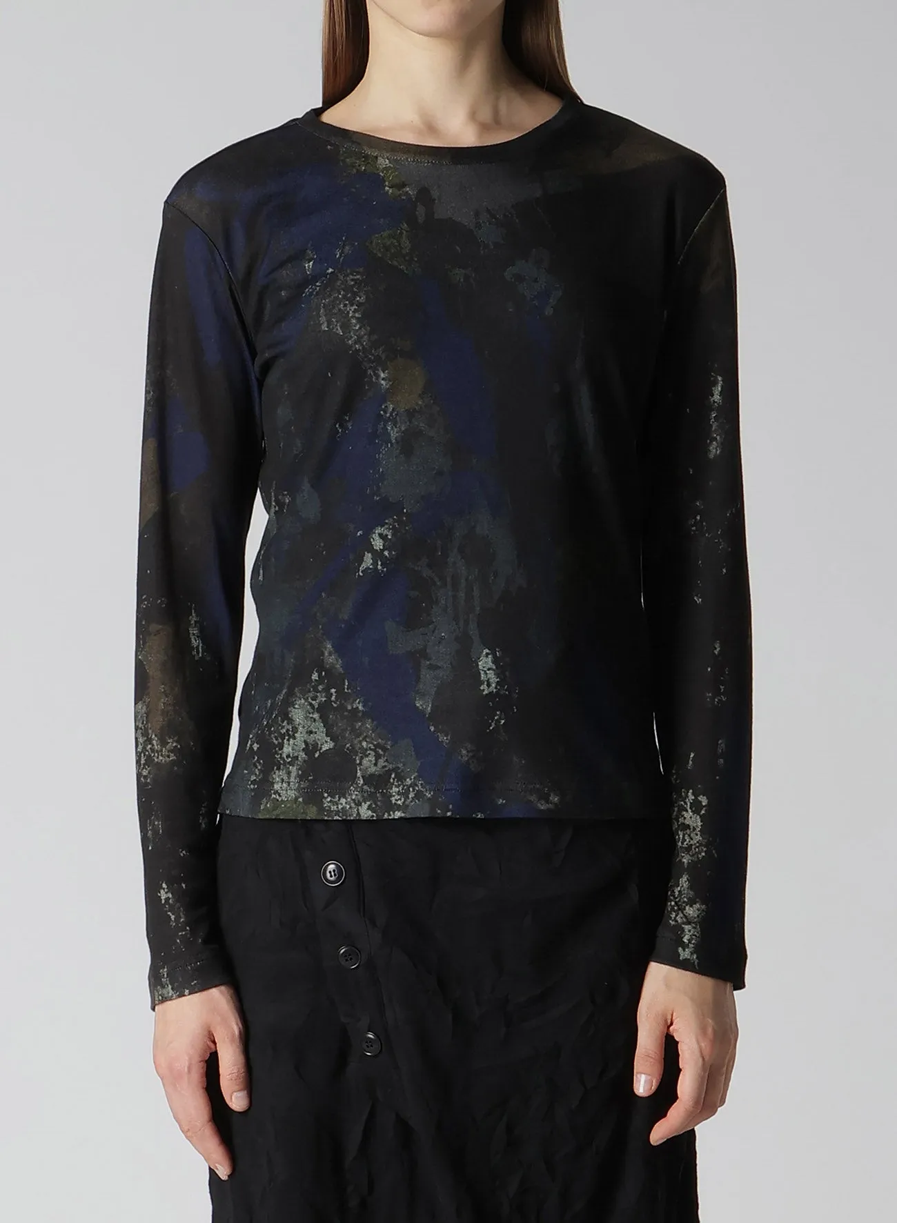 FADED PRINT LONG SLEEVE T sold by Yohji Yamamoto product image thumbnail 4
