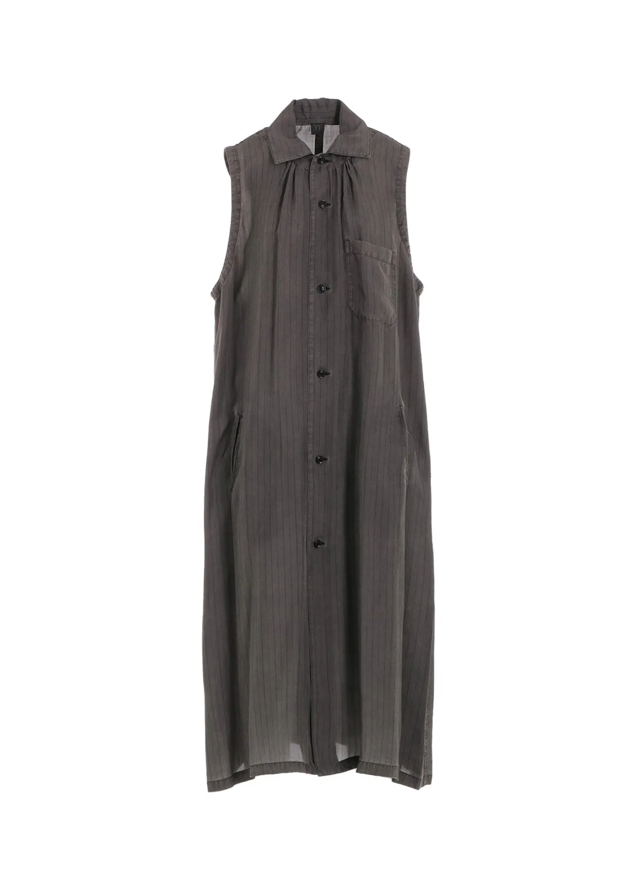 CUPRO STRIPE SLEEVELESS SHIRT DRESS sold by Yohji Yamamoto