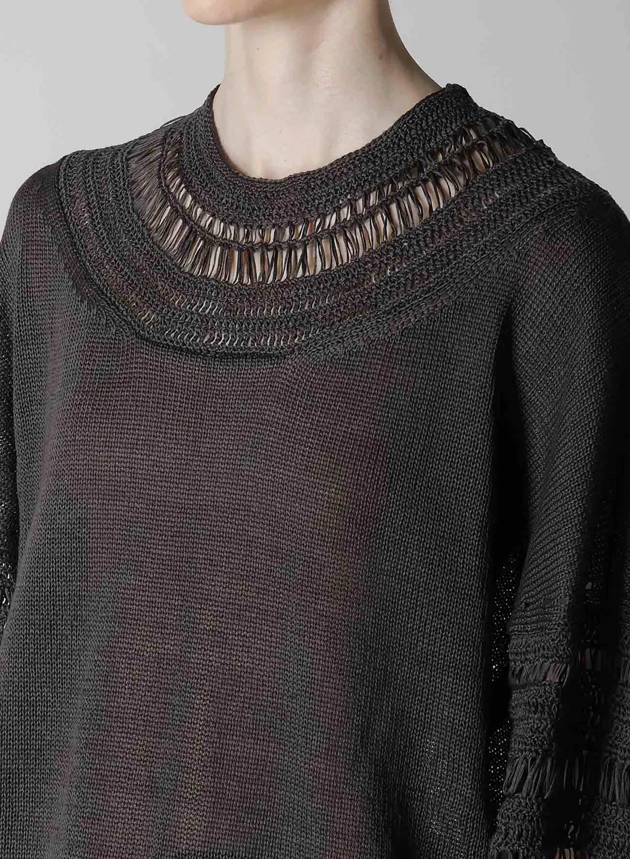 JERSEY+BROAD STITCH CROCHET LONG SLEEVE PULLOVER sold by Yohji Yamamoto product image thumbnail 5