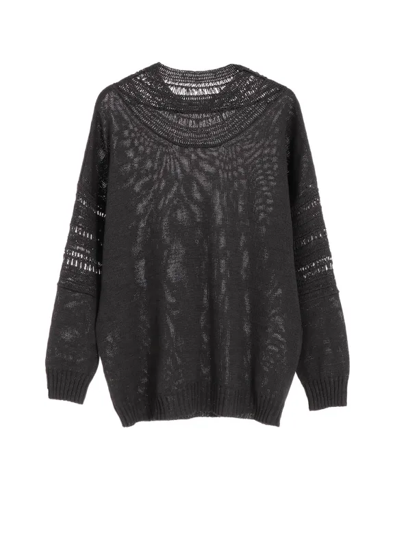 JERSEY+BROAD STITCH CROCHET LONG SLEEVE PULLOVER sold by Yohji Yamamoto