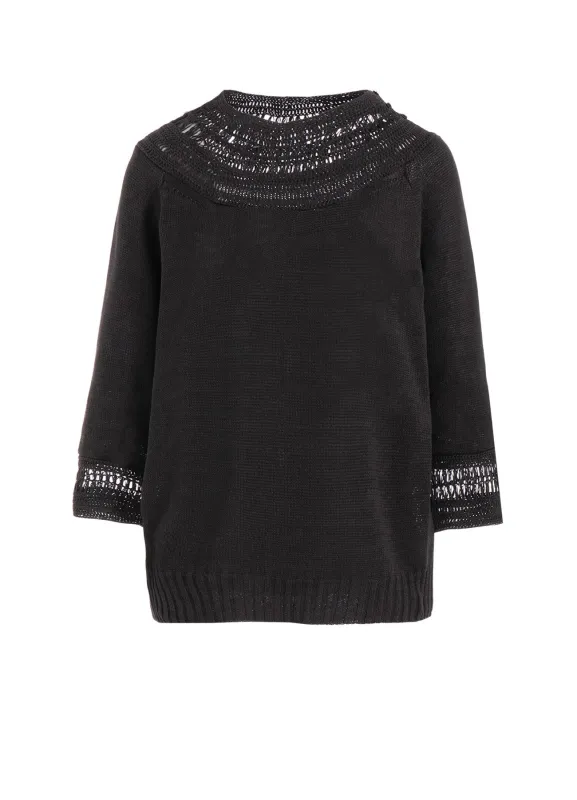 JERSEY+BROAD STITCH CROCHET HALF SLEEVE PULLOVER sold by Yohji Yamamoto