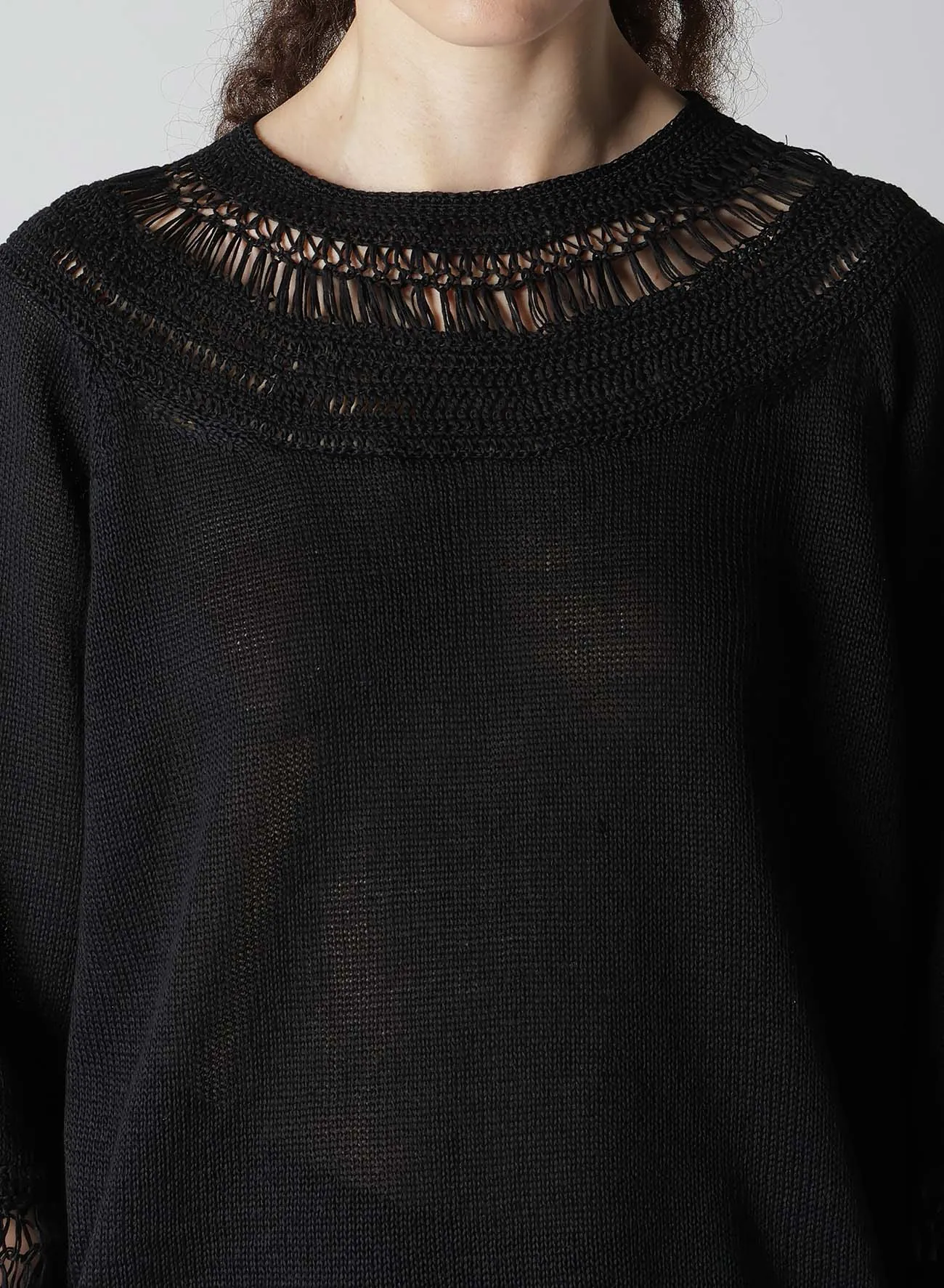 JERSEY+BROAD STITCH CROCHET HALF SLEEVE PULLOVER sold by Yohji Yamamoto product image thumbnail 5