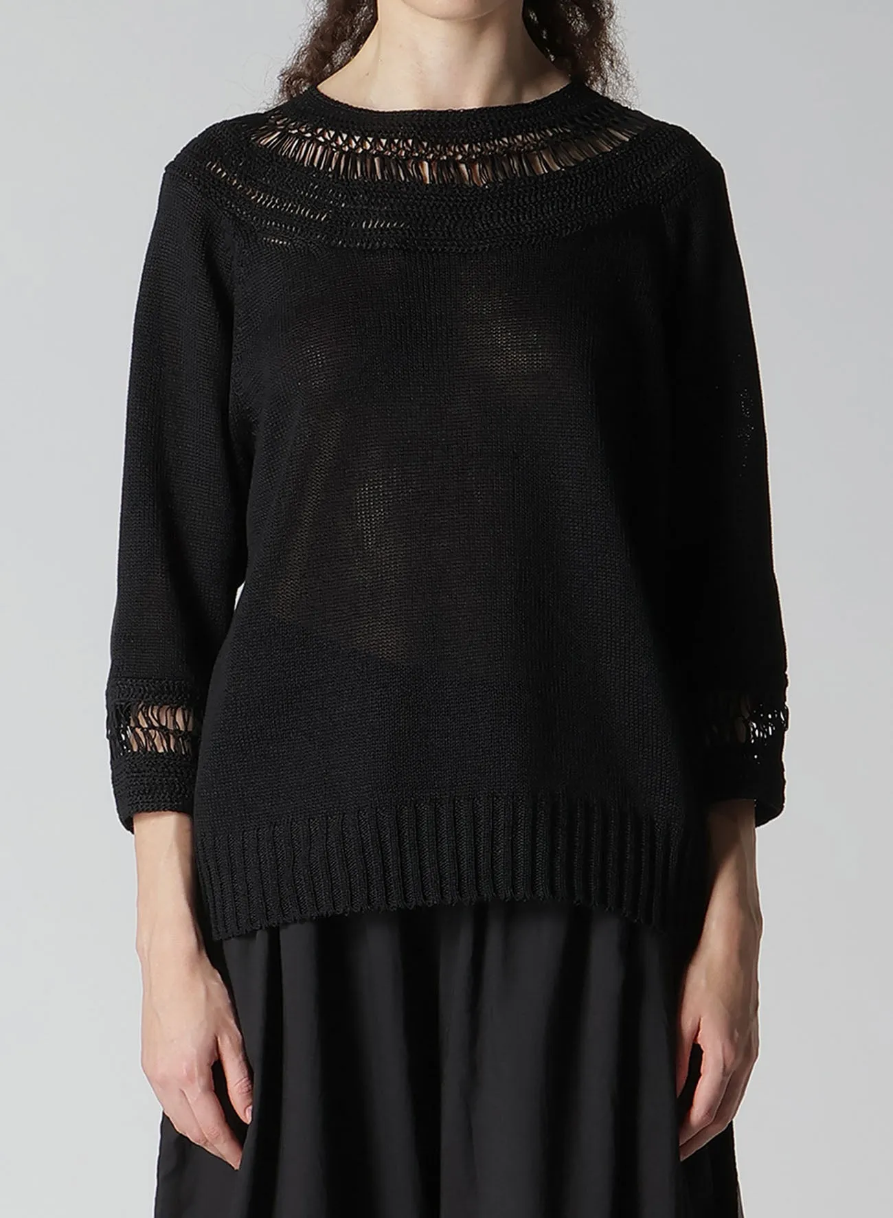 JERSEY+BROAD STITCH CROCHET HALF SLEEVE PULLOVER sold by Yohji Yamamoto product image thumbnail 4