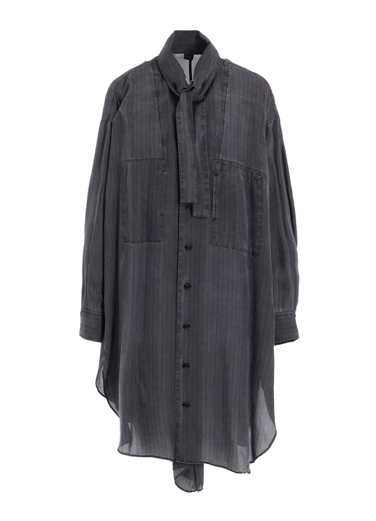 CUPRO STRIPE SHIRT DRESS WITH TIE sold by Yohji Yamamoto product image thumbnail 2