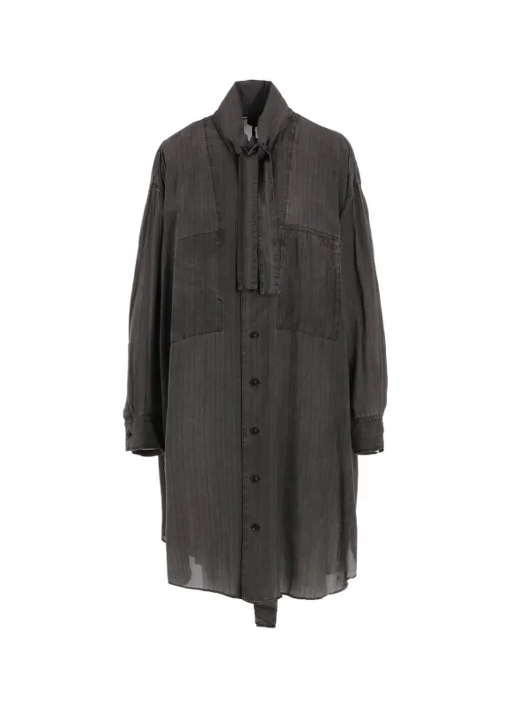 CUPRO STRIPE SHIRT DRESS WITH TIE sold by Yohji Yamamoto