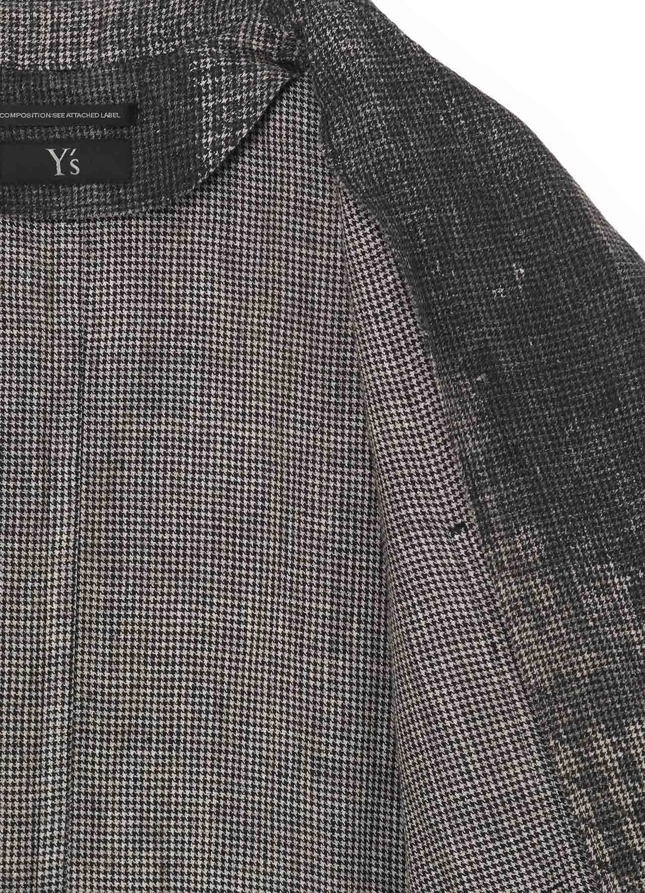 LINEN HOUNDSTOOTH INK PRINT 4 POCKETS COAT sold by Yohji Yamamoto product image thumbnail 4