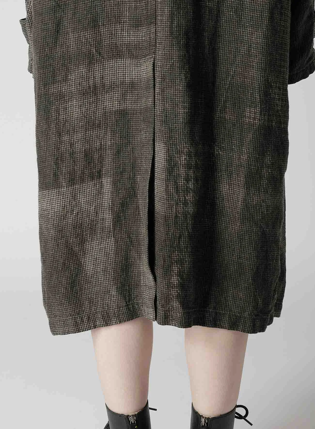 LINEN HOUNDSTOOTH INK PRINT 4 POCKETS COAT sold by Yohji Yamamoto product image thumbnail 5