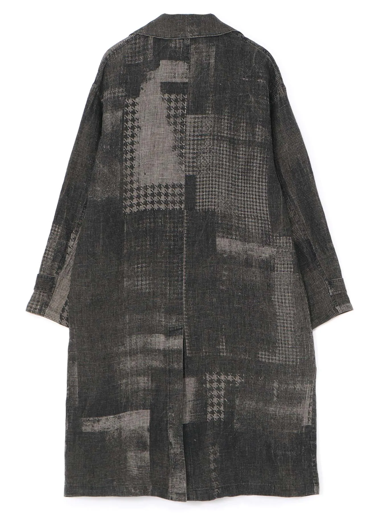 LINEN HOUNDSTOOTH INK PRINT 4 POCKETS COAT sold by Yohji Yamamoto product image thumbnail 3