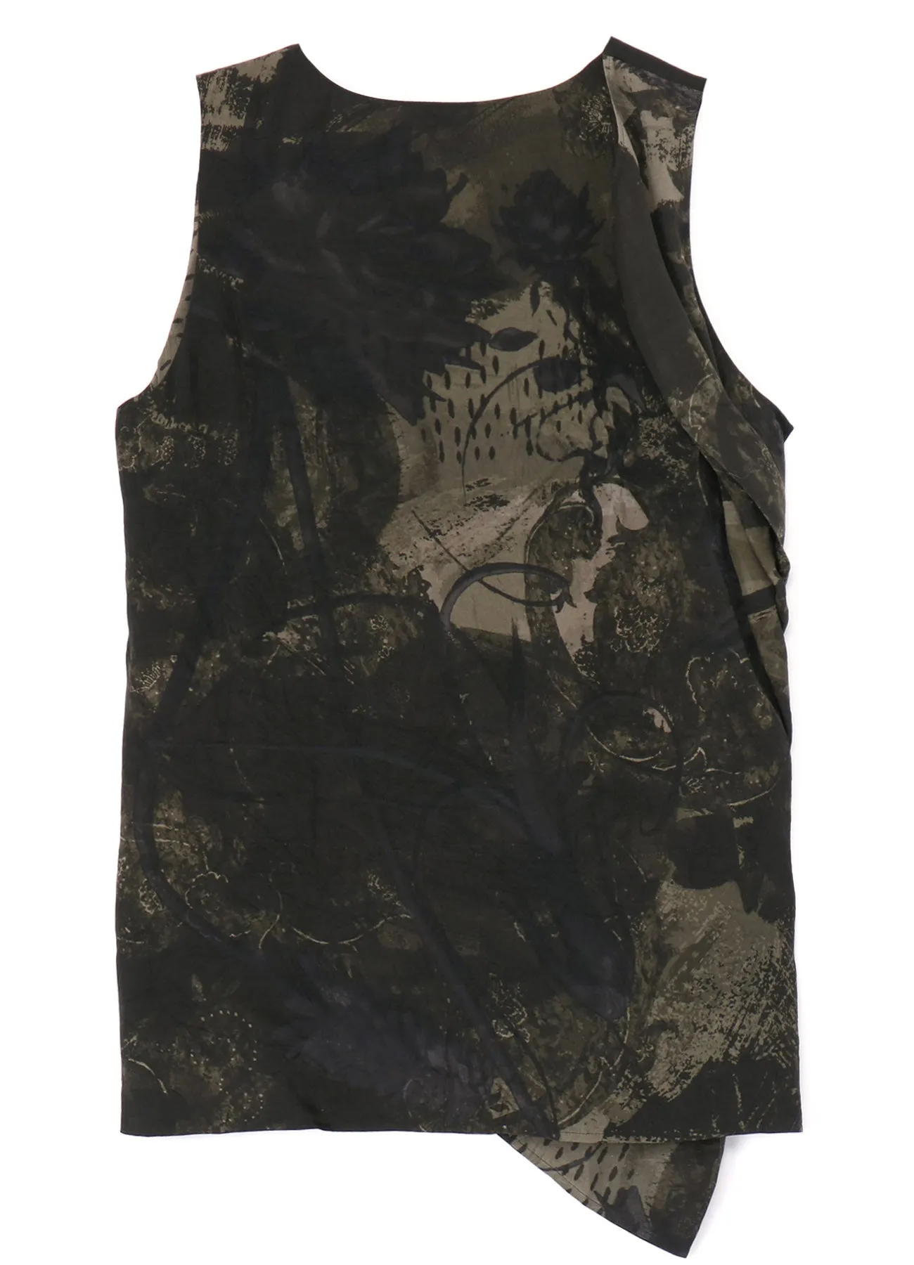 CUPRO TWILL ETHNIC FLOWER PRINT DRAPED BLOUSE sold by Yohji Yamamoto product image thumbnail 3