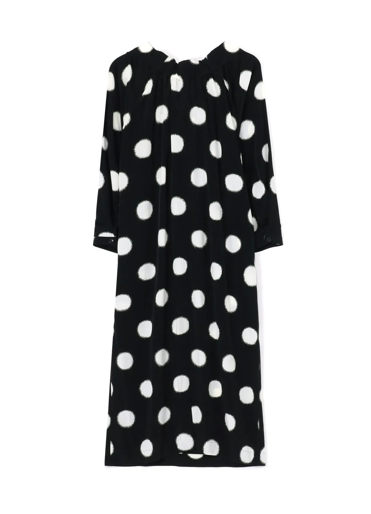 LARGE POLKA DOT CRAPE DE CHINE VOLUME DRESS sold by Yohji Yamamoto product image thumbnail 3