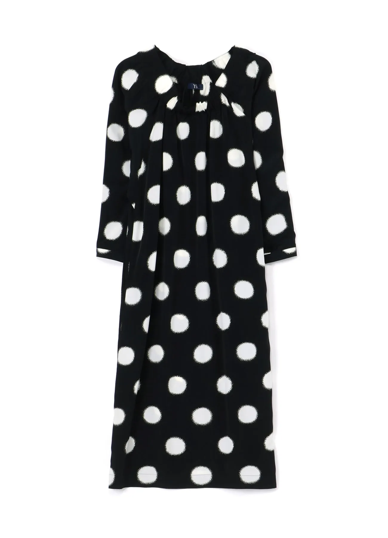 LARGE POLKA DOT CRAPE DE CHINE VOLUME DRESS sold by Yohji Yamamoto product image thumbnail 2