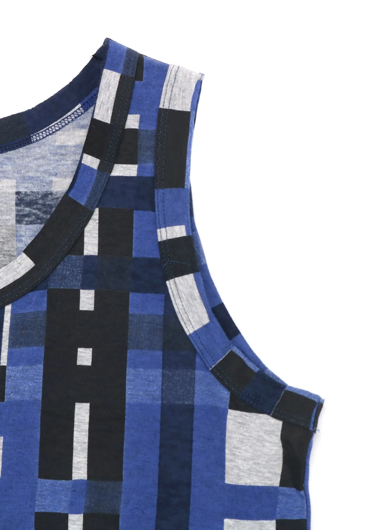 JERSEY PIGMENT CHECK PRINT TANKTOP sold by Yohji Yamamoto product image thumbnail 5