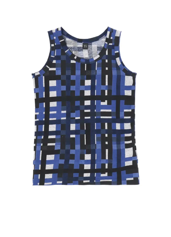 JERSEY PIGMENT CHECK PRINT TANKTOP sold by Yohji Yamamoto