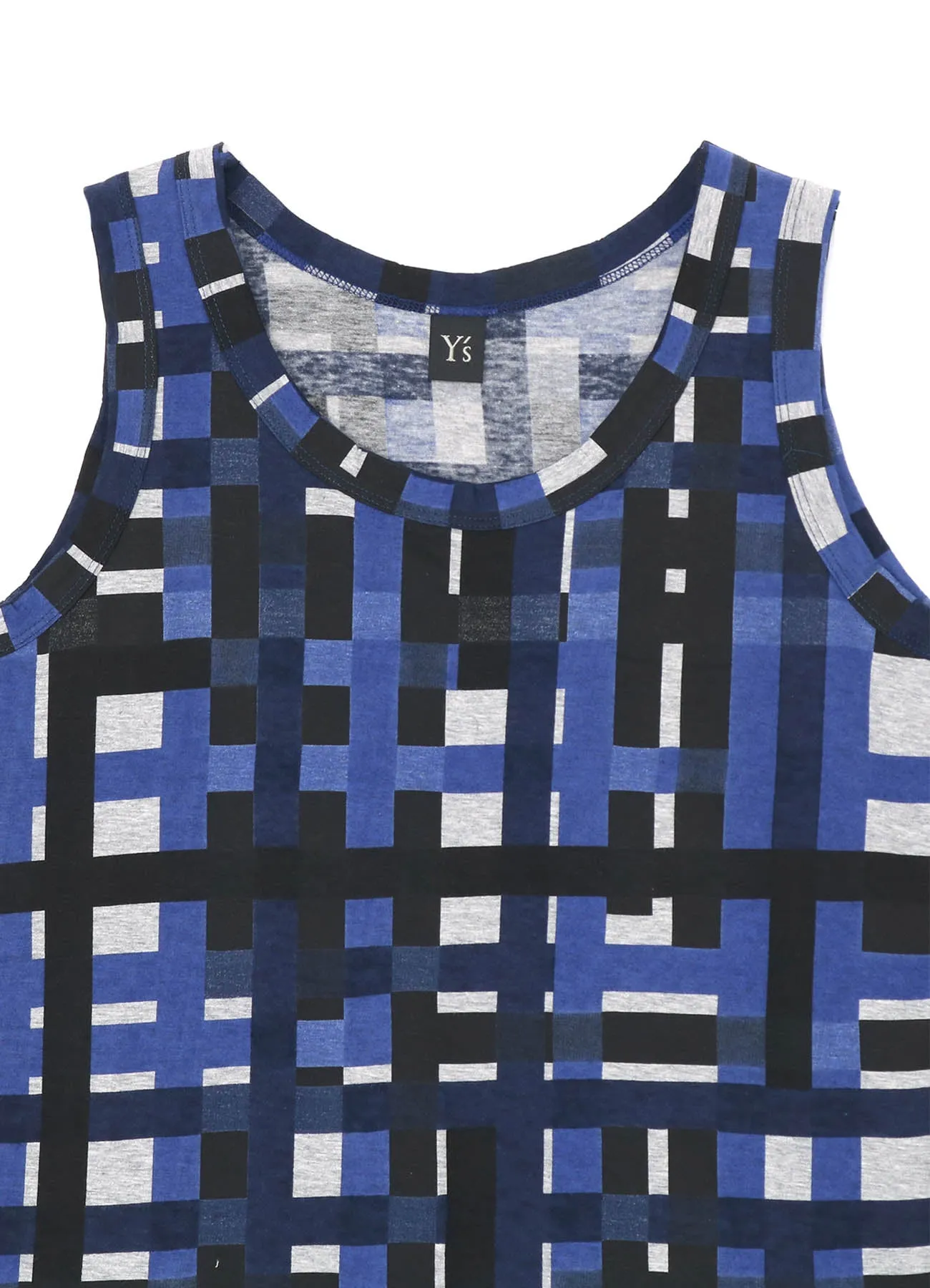 JERSEY PIGMENT CHECK PRINT TANKTOP sold by Yohji Yamamoto product image thumbnail 4