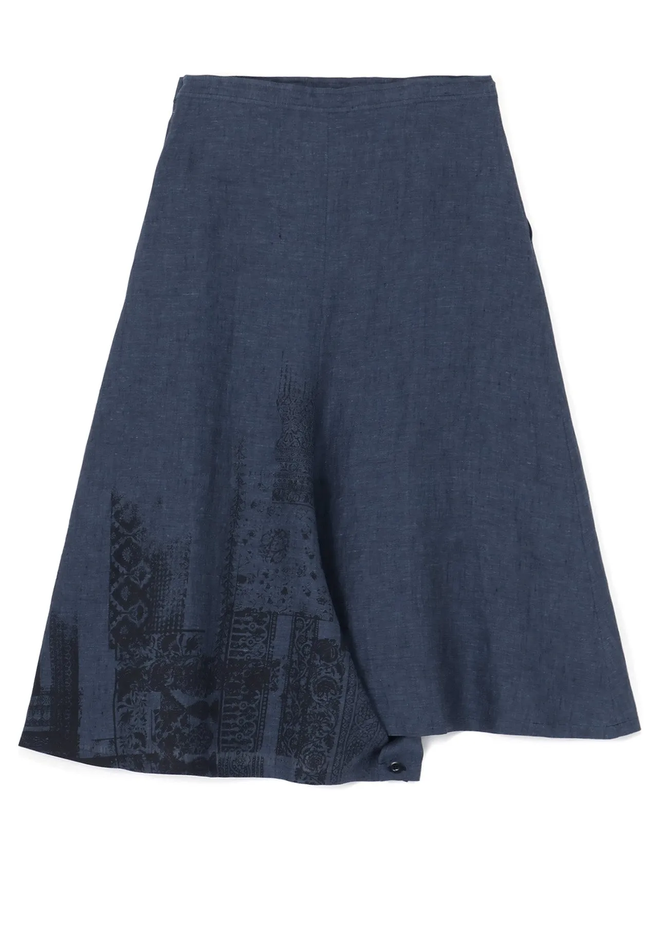 LINEN CHAMBRAY ETHNIC PATCHWORK PRINT PANTS SKIRT sold by Yohji Yamamoto product image thumbnail 3